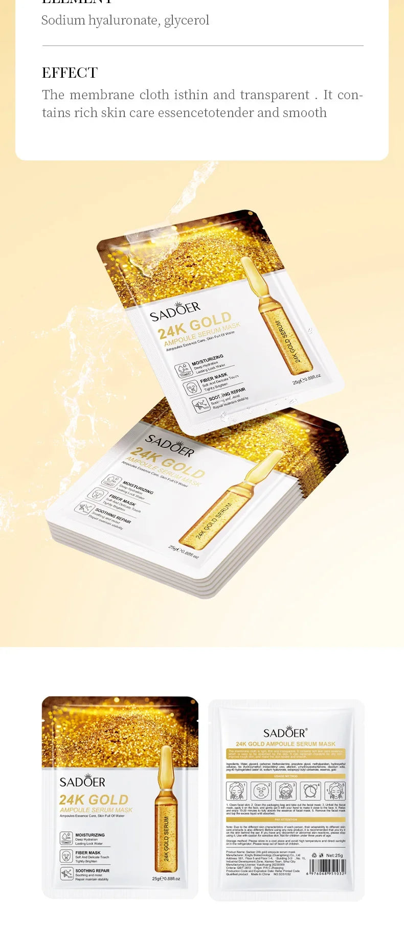 SADOER 24K Gold Face Mask